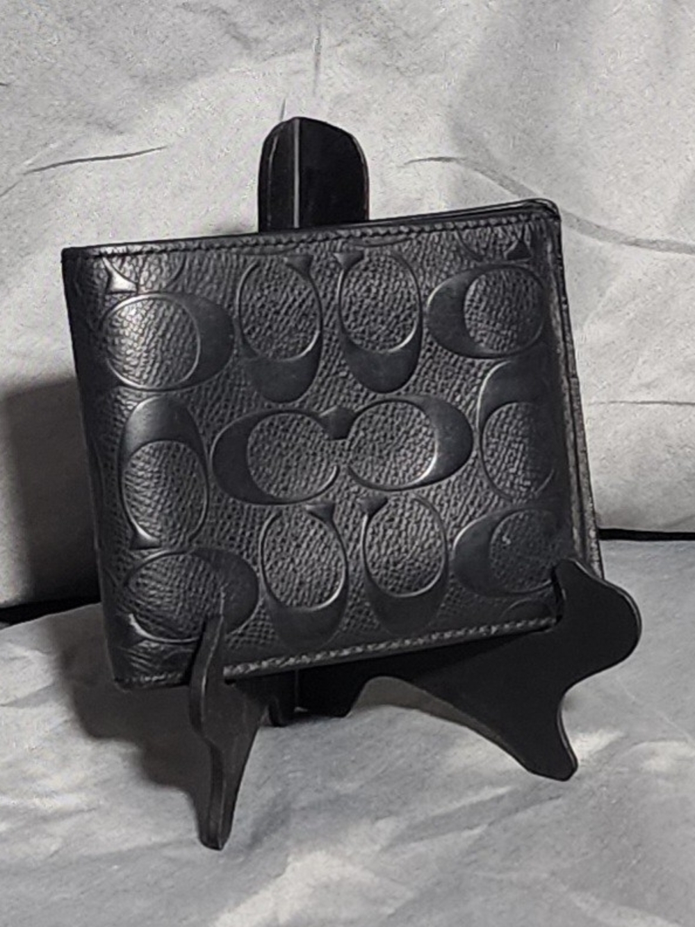 Coach Mens 3 In 1 Black Leather Compact ID Wallet